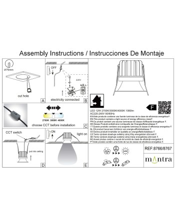 ROMBOK * Empotrable LED CCT Negro 12W IP65